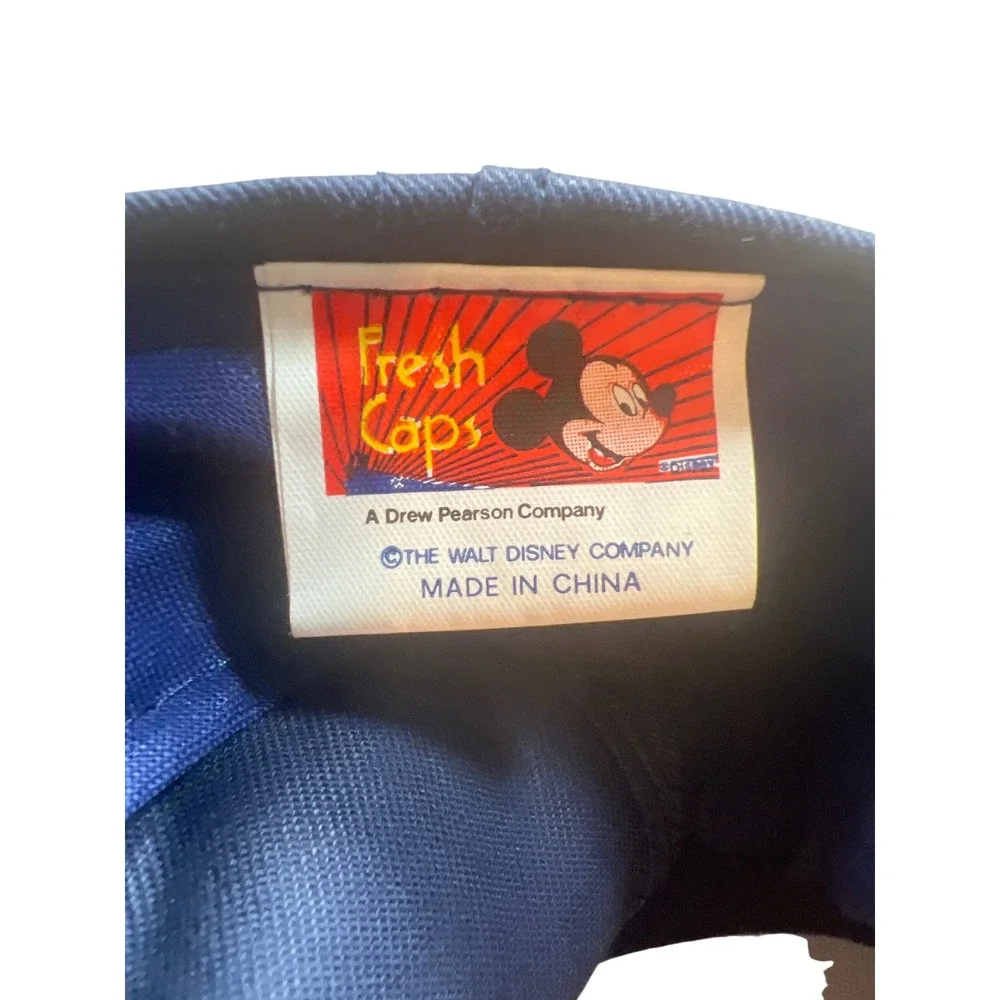 Vintage Fresh Caps Drew Pearson Mickey Mouse Snapback Hat Navy Blue Yellow 90s